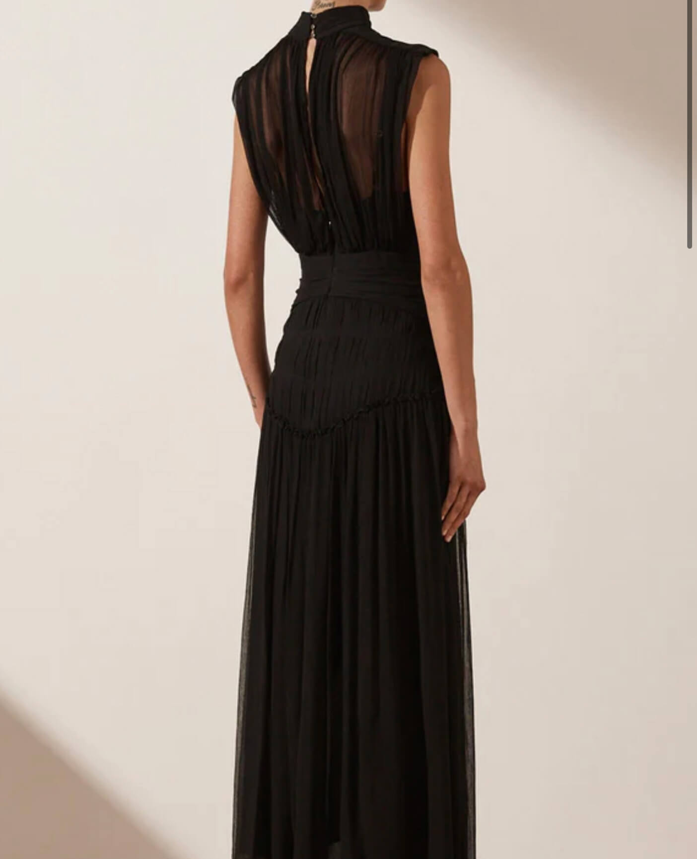 shona joy clemence chiffon high neck midi dress Shona Joy - Clemence High Neck Maxi Dress - Ivory