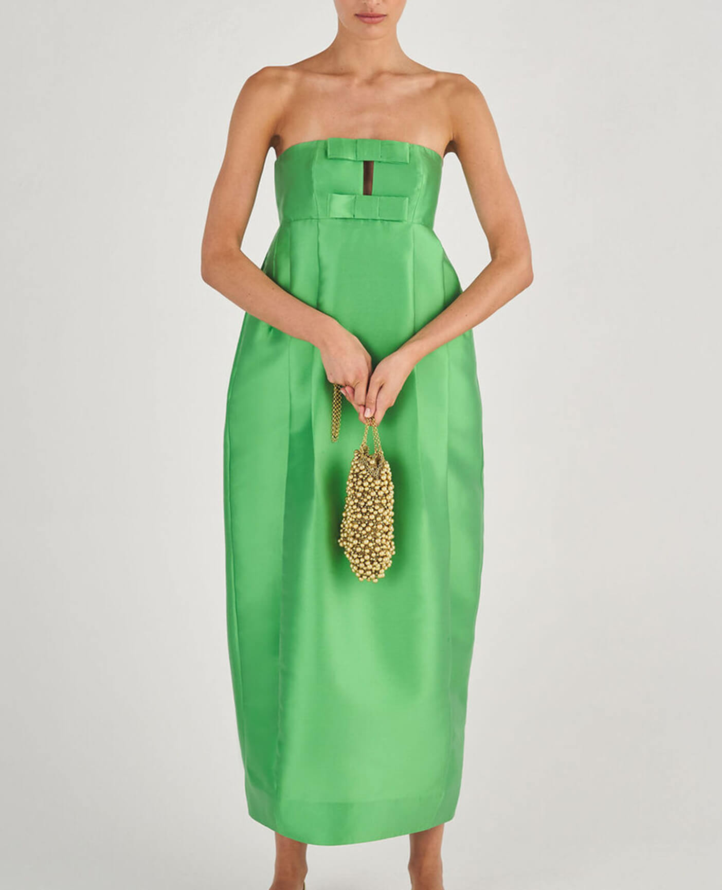 oroton green bow dress Olive Green Party Dress with Cyan Bow main image 0
