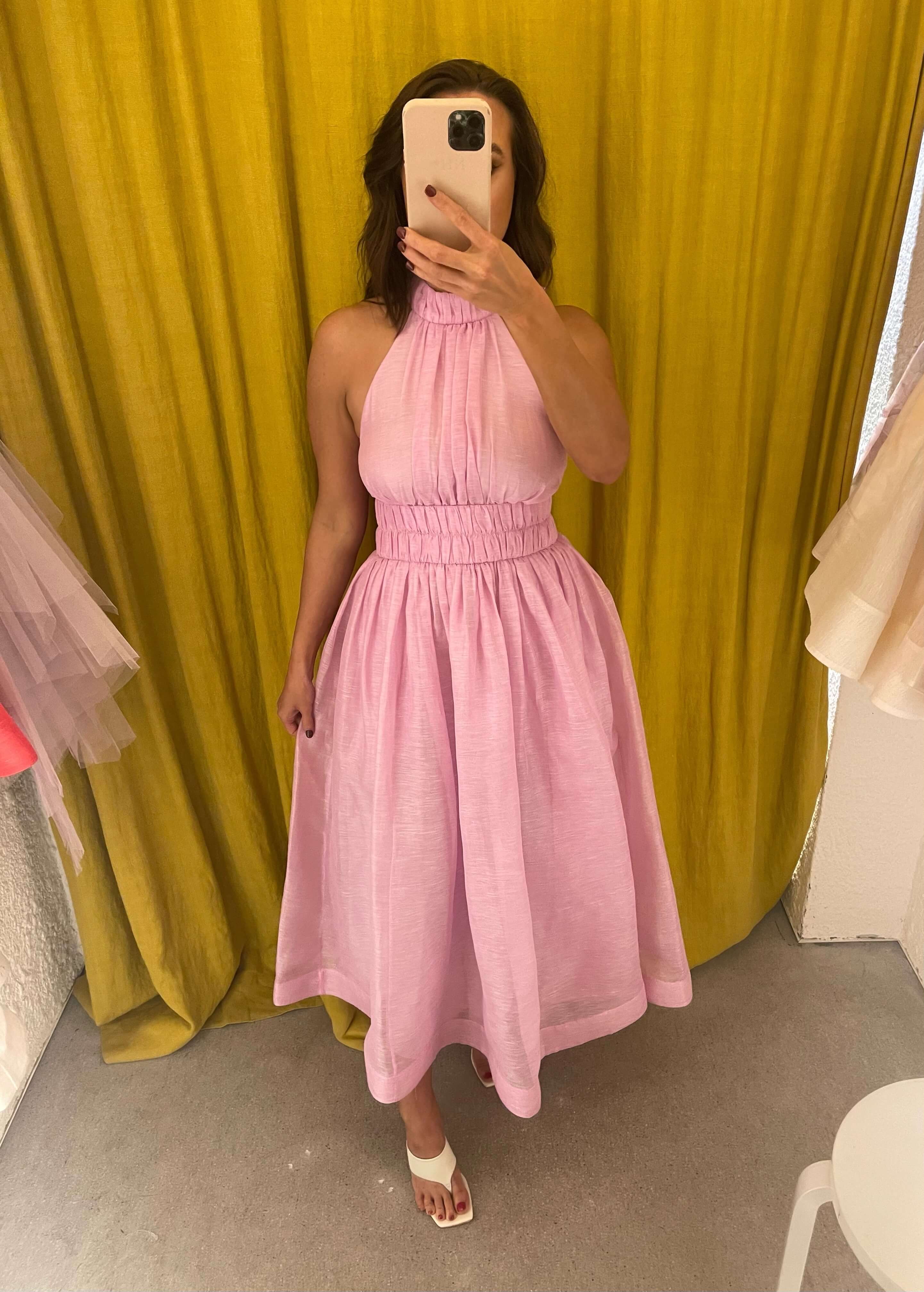 Zimmermann Prima Halter Midi Persimmon Pink Size 0 & 1