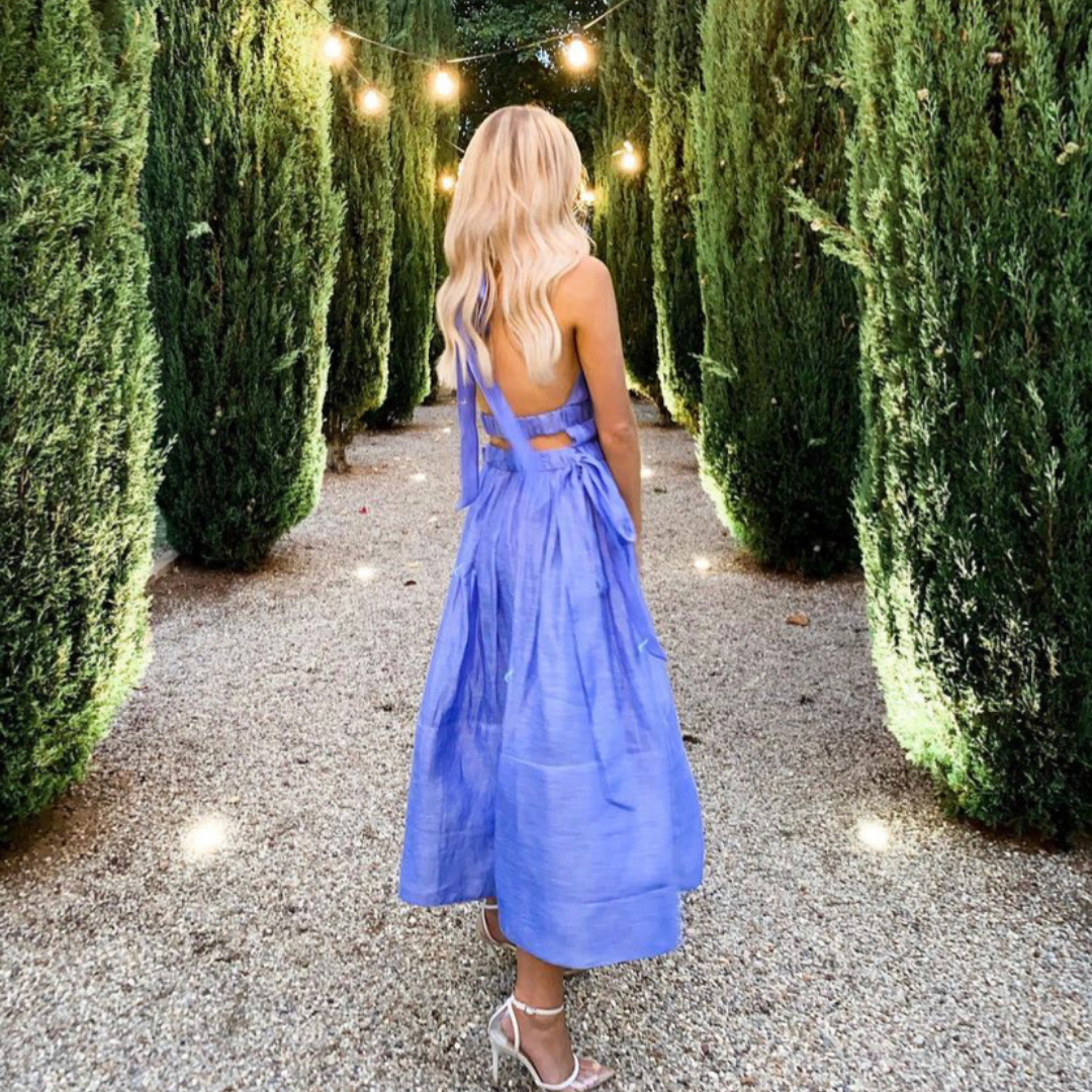 Zimmermann Luminous Halter Gown Cornflower Blue Size 0