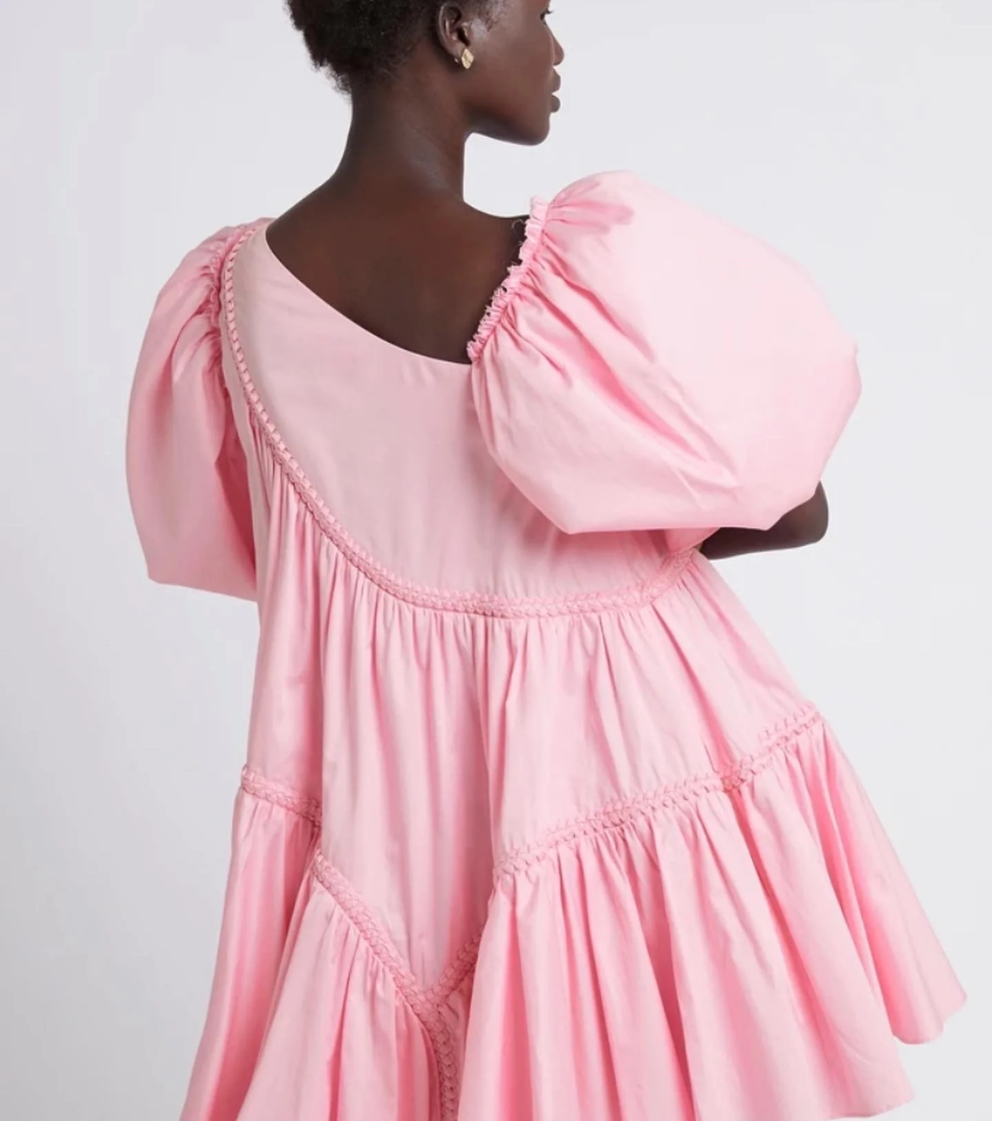 Aje Casabianca Braided Puff Sleeve Mini Dress Pink Size 8