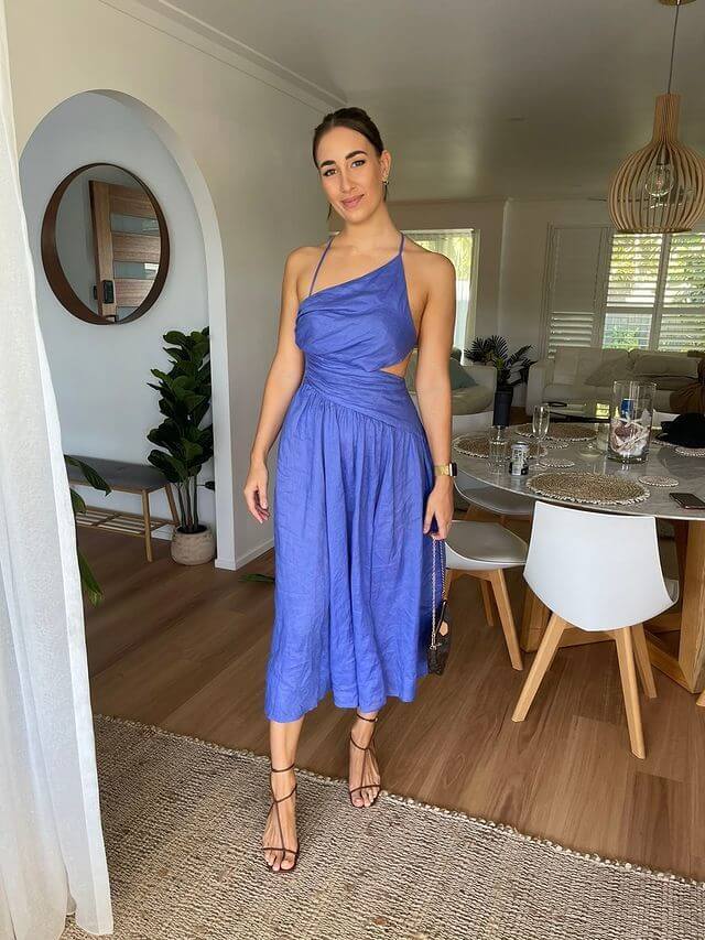 Zimmermann Tropicana Asymmetric Midi Dress Cobalt Blue Size 0