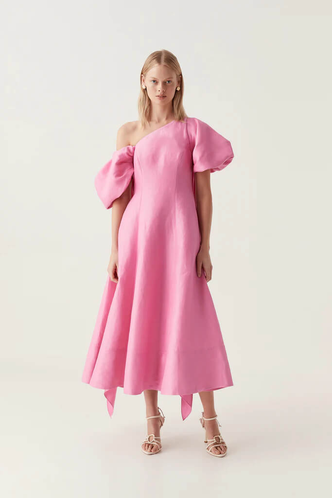 strapless open back dress Rent Aje Dusk Knot Puff-Sleeve Midi-Dress main image 0