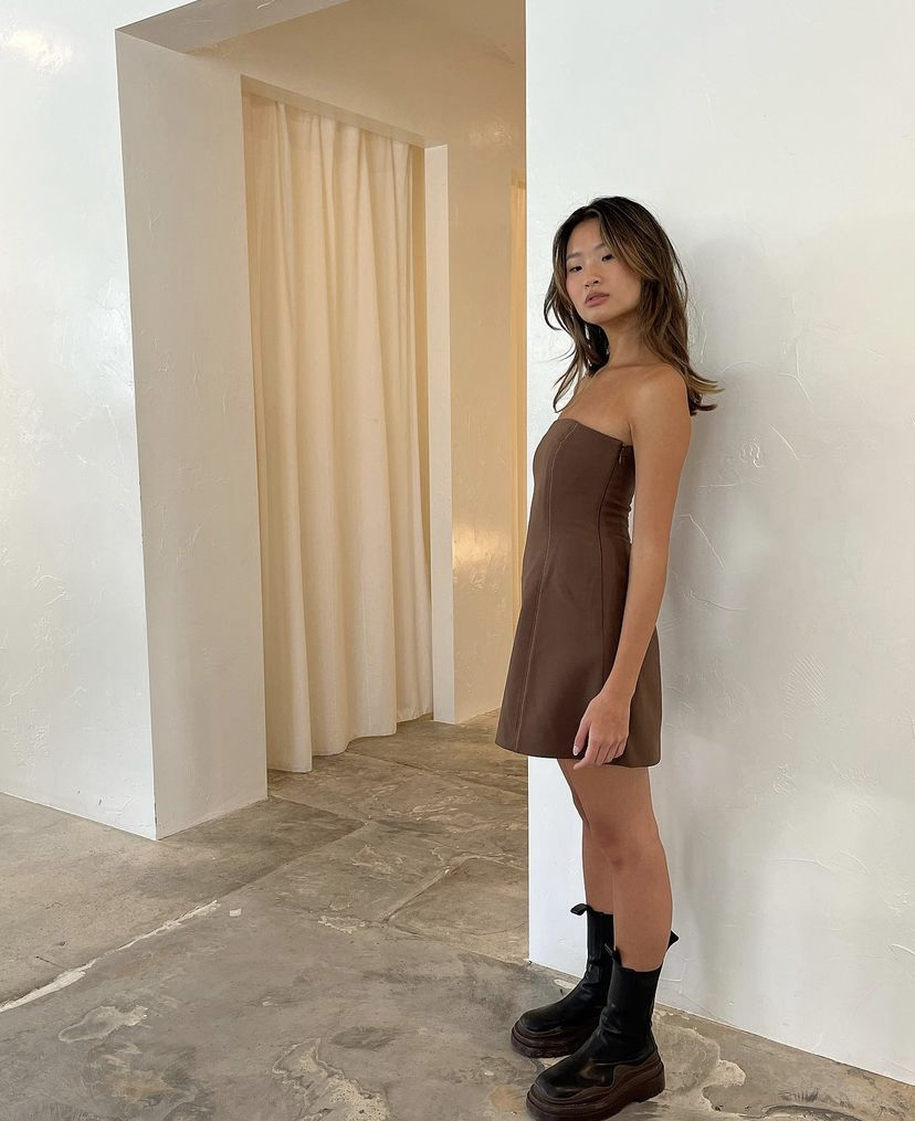 sir brown mini dress Tamara linen minidress in brown - SIR