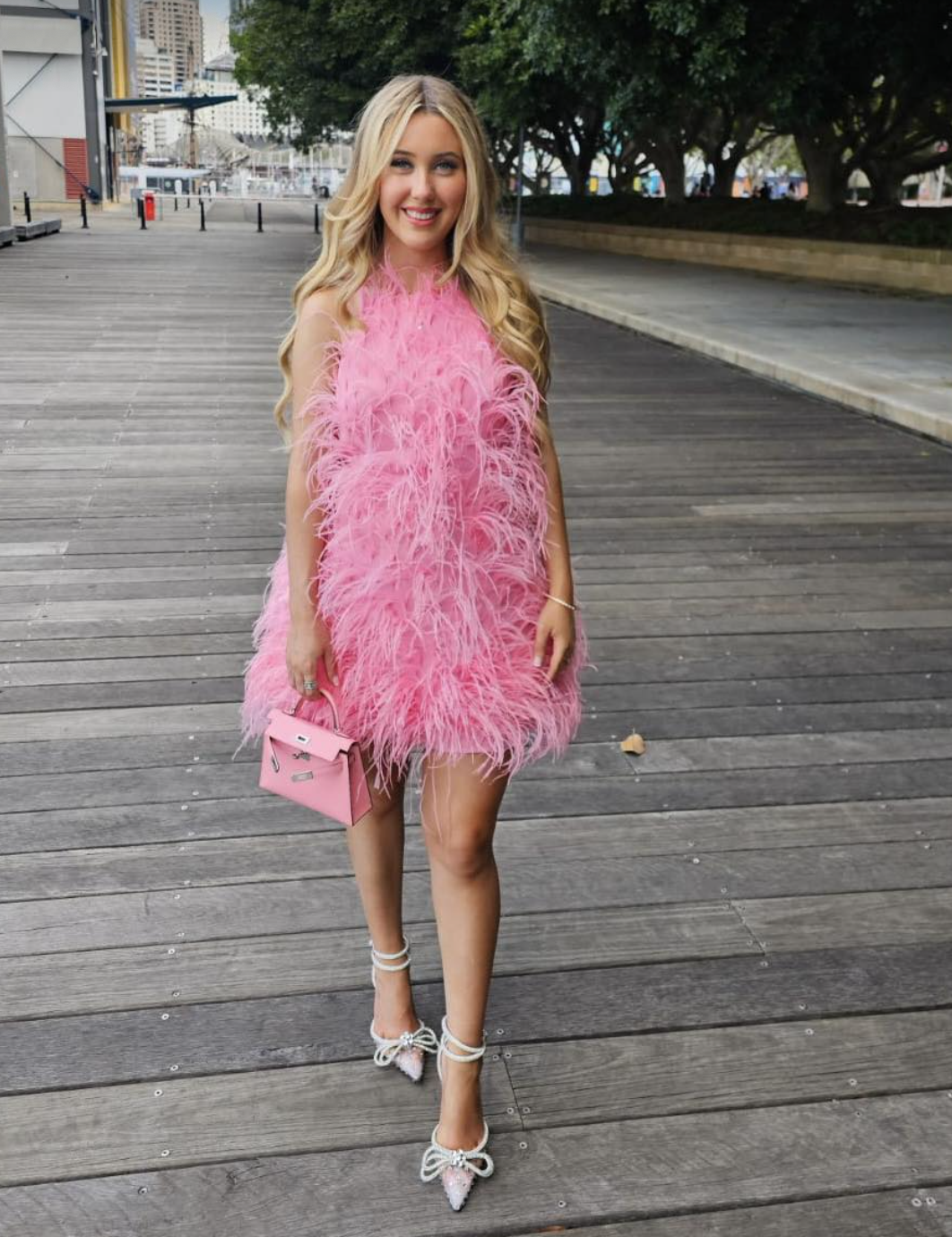 cult gaia shannon dress pink Cult Gaia Shannon Feather Dress Shell Pink Size S / AU 8
