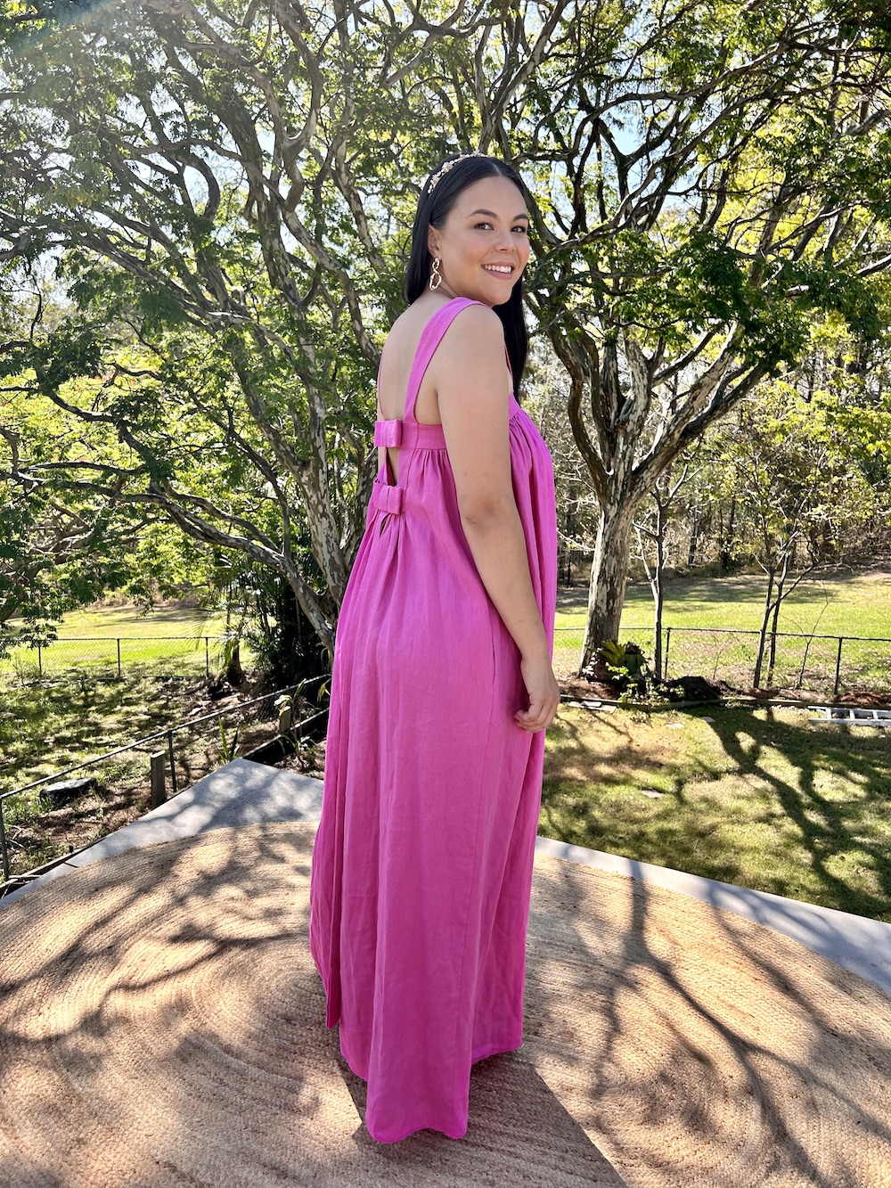 Oroton Bow Detail Sundress Maxi Pink Size 10