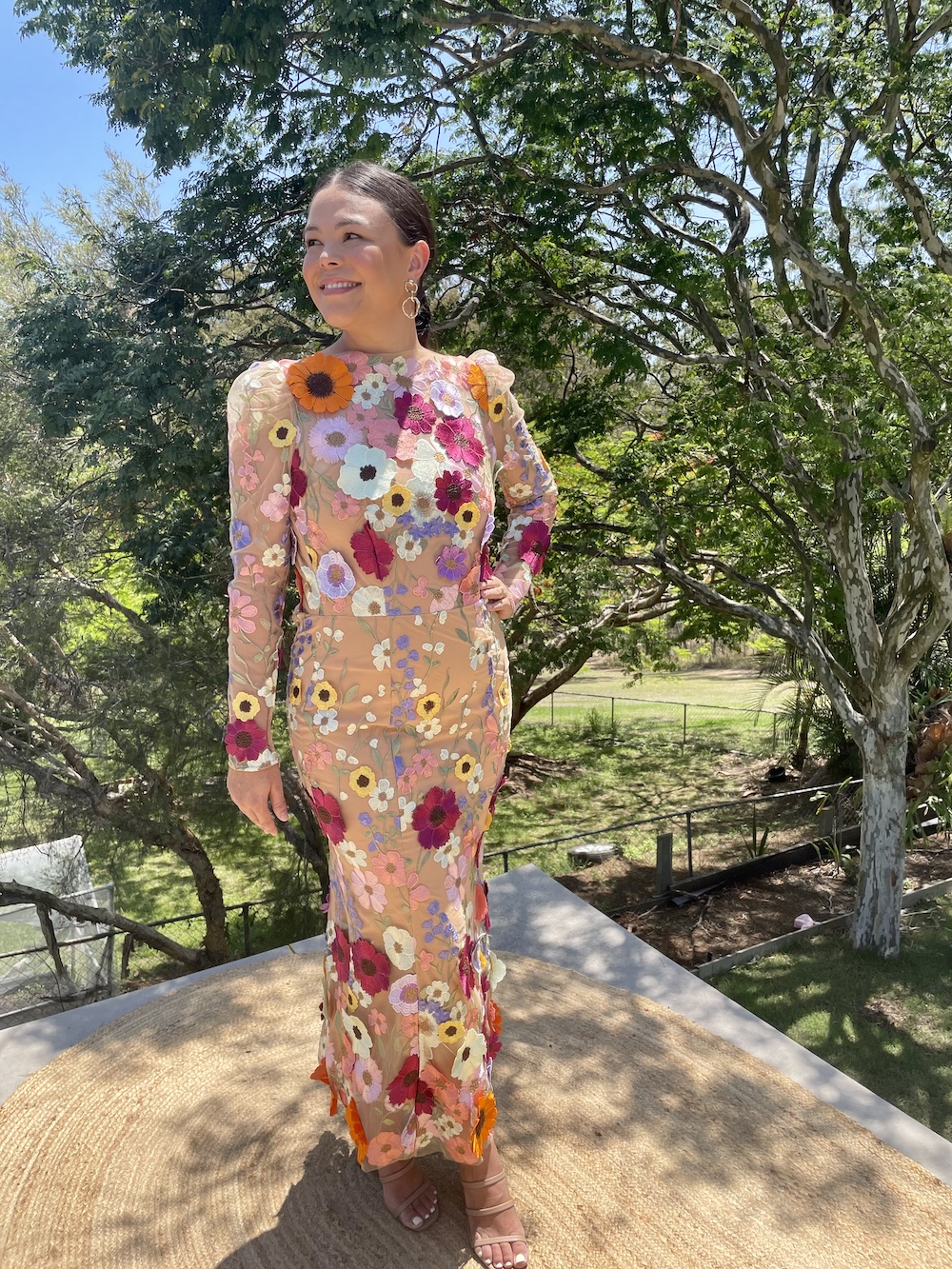 Elliat Shannon 3D Floral Midi Dress Size M