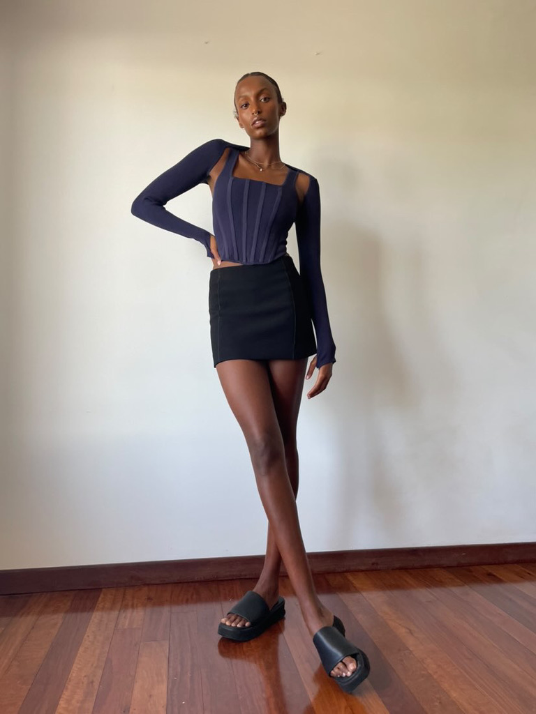 dion lee pointelle corset dress DION LEE Layered pointelle-knit and ribbed stretch-jersey mini dress
