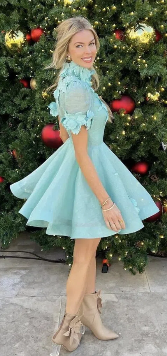 Zimmermann High Tide Lift Off Flower Mini Dress Mint Size 3 / AU 12 - 14
