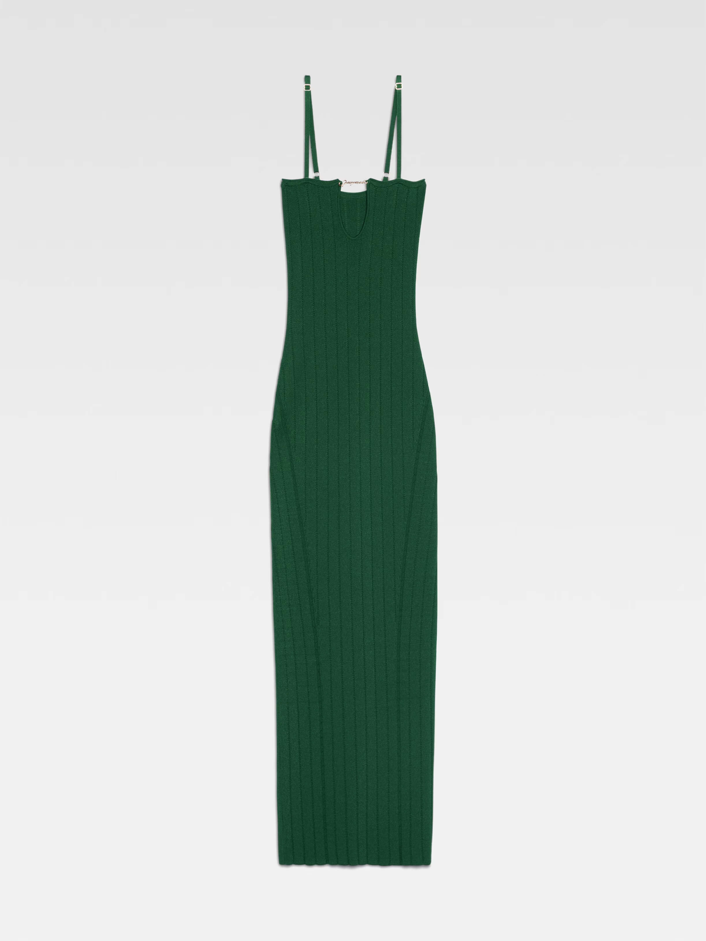 Jacquemus La Robe Sierra Bretelles Knit Dress Dark Green Size 34