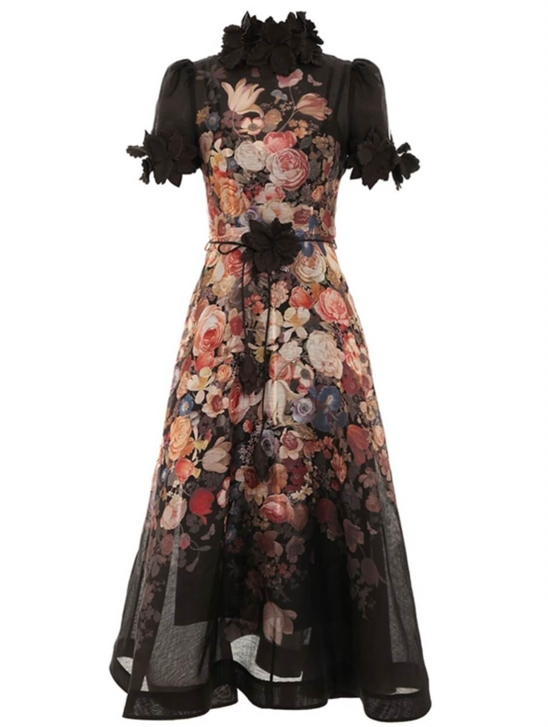 Zimmermann Luminosity Liftoff Flower Midi Dress Morisot Black Print Size 1