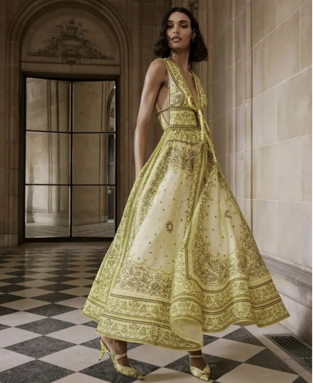 zimmermann yellow dress Beautiful 100% Silk Asymmetric Bottom Hem Full Length Sleeves w/ Buttoned Sleeves Dry Clean Only . Zimmermann | Dresses | Zimmermann