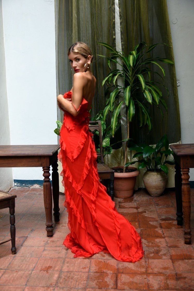 open lace back dress Cecelia Rust Maxi Dress main image 0