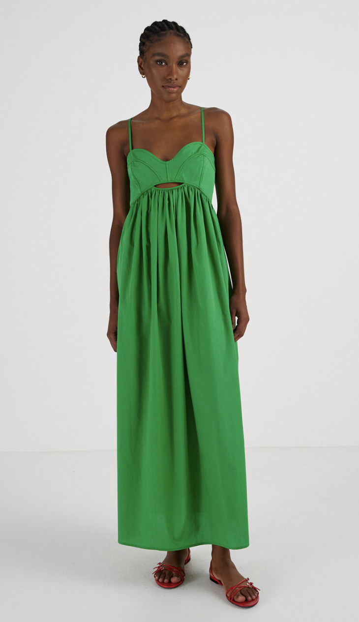 Oroton Bodice Detail Sundress Green Size 14