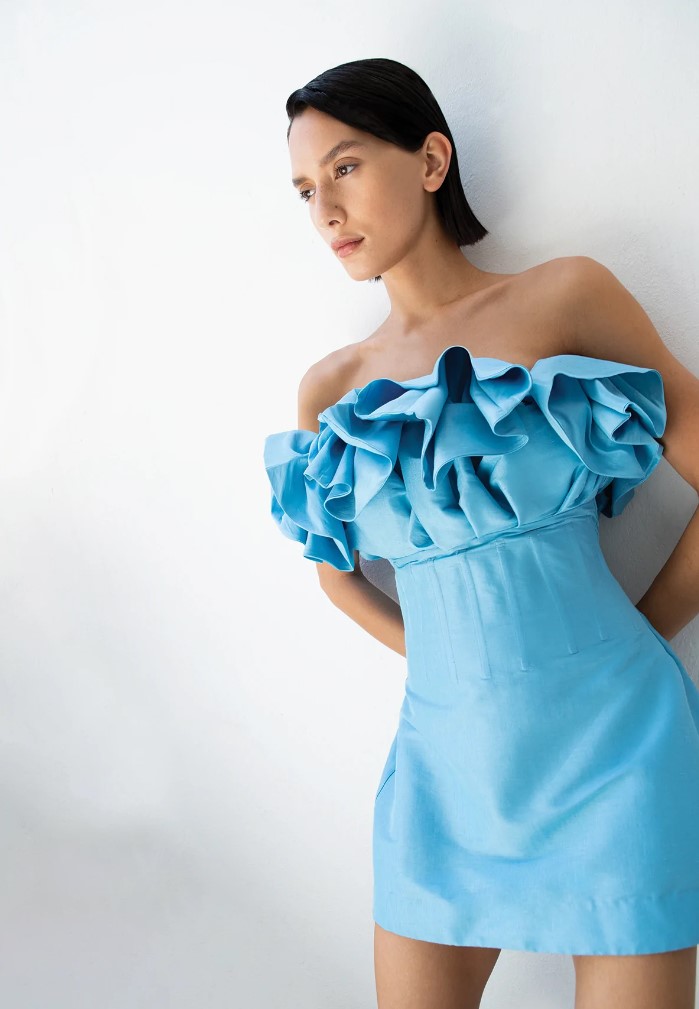blue rachel gilbert dress Rachel Gilbert Banksia Dress Blue Size 10 – lonedresshire main image 0