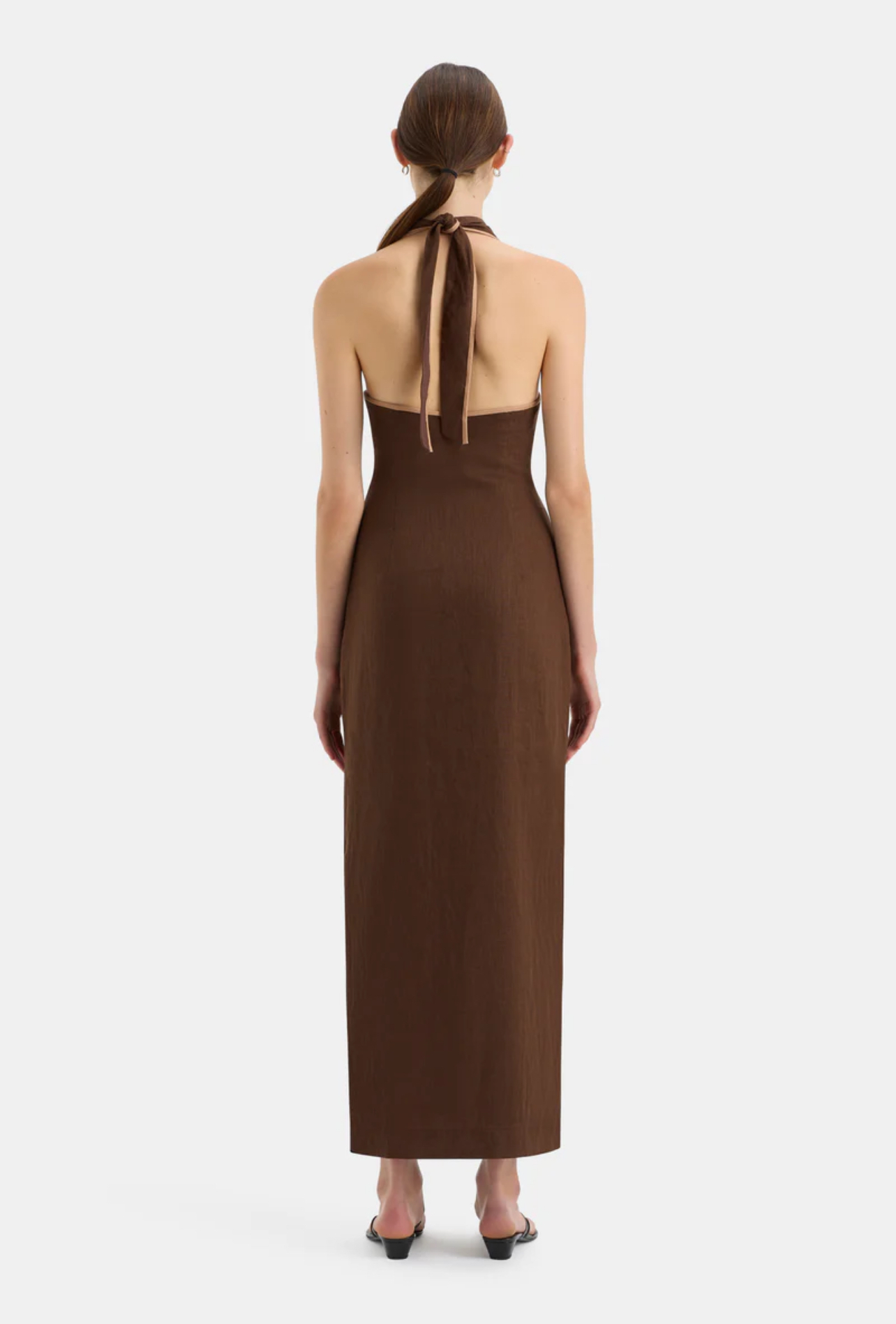 SIR Affogato Halter Midi Dress Chocolate Size 1 & 2