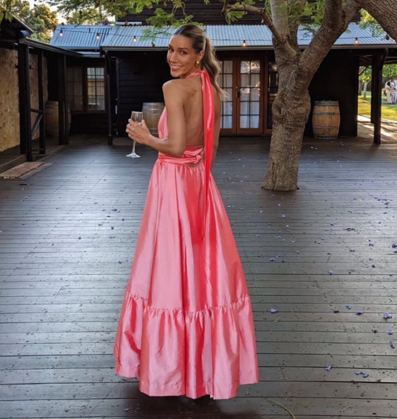 open lace back dress Selena Maxi Dress Soft Pink – Hansen & Gretel main image 0