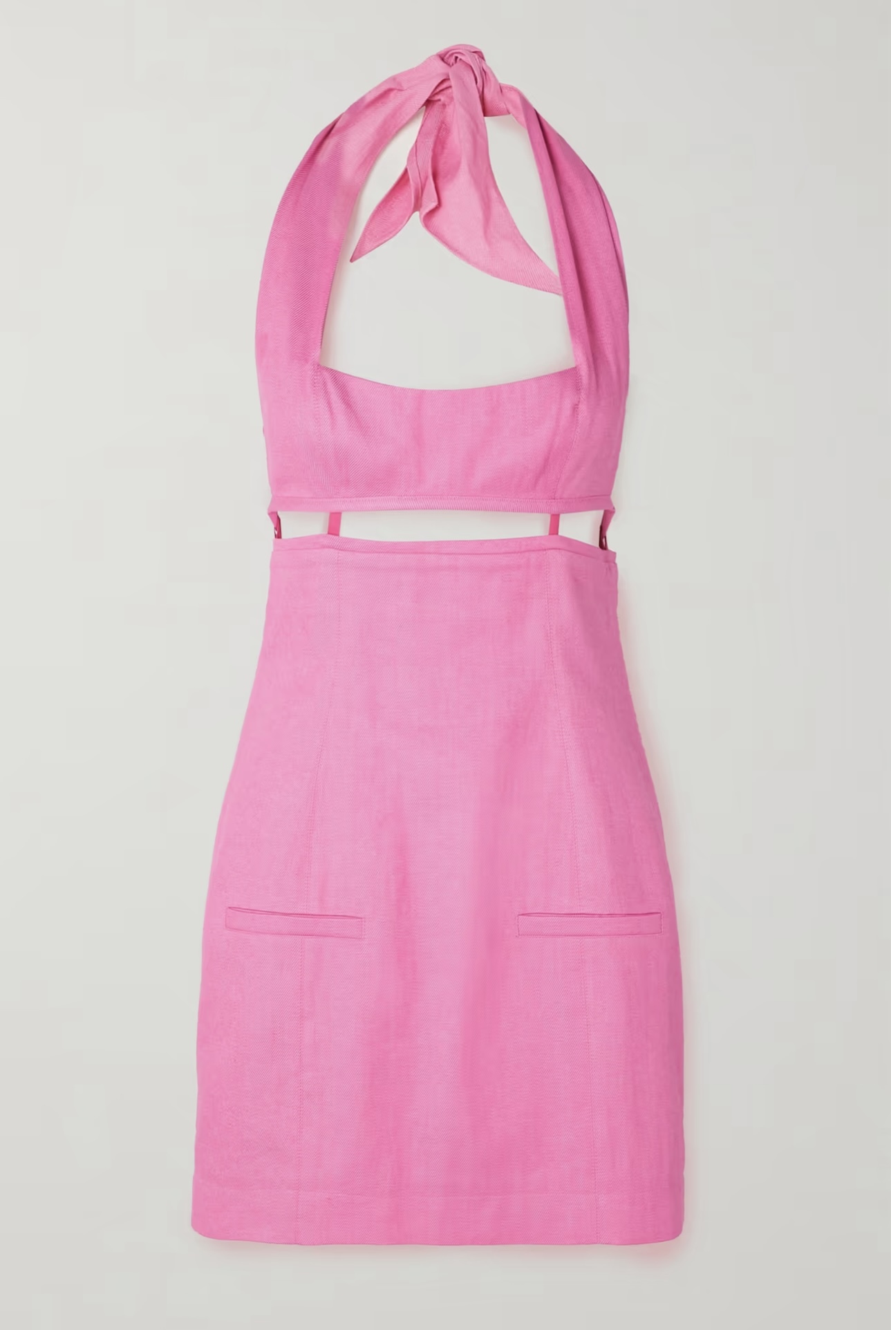 Jacquemus Limao Cutout Woven Halterneck Mini Dress Pink Size 6
