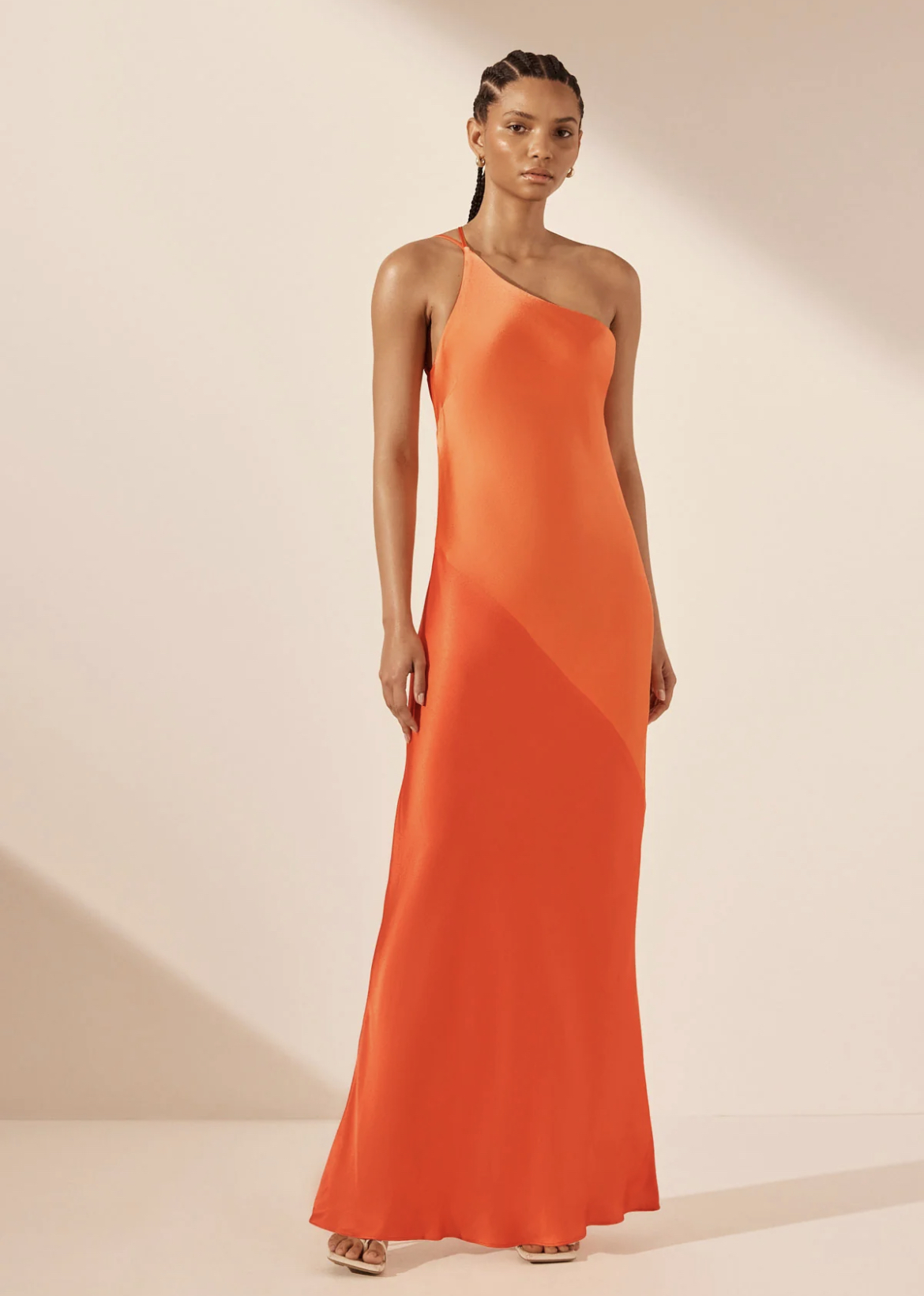 strapless open back dress One-Shoulder Buckle Belt Evening Gown by Badgley Mischka main image 1