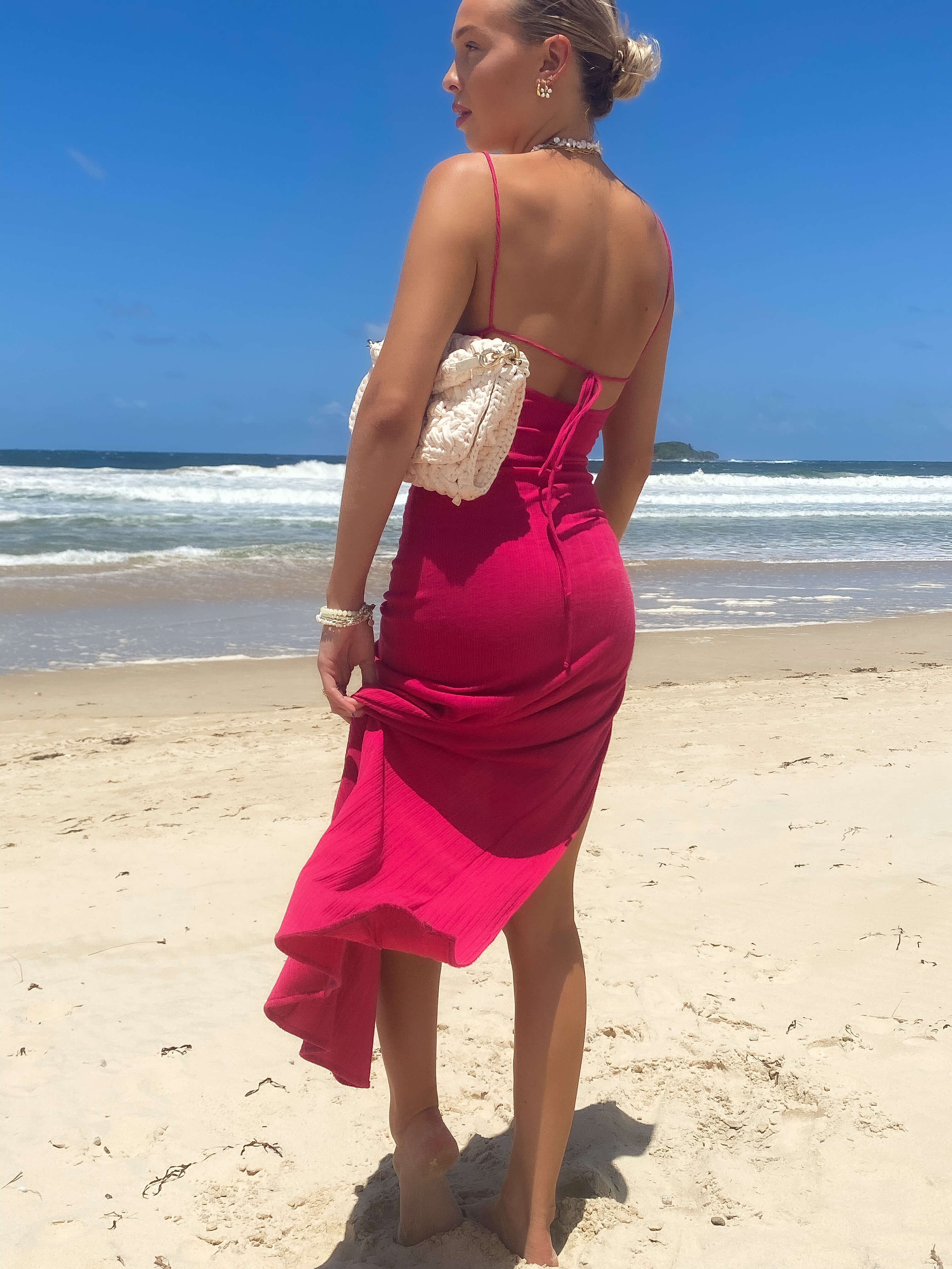strapless open back dress Joi Pink One Shoulder Dress main image 0
