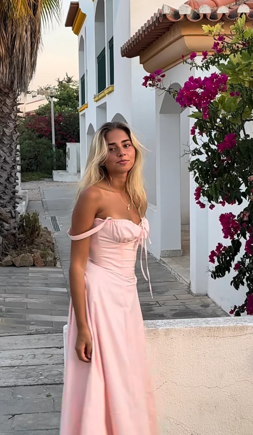 light pink house of cb dress Clothing: Midi Dresses: 'Mademoiselle' Ballerina Pink Corset Midi Dress