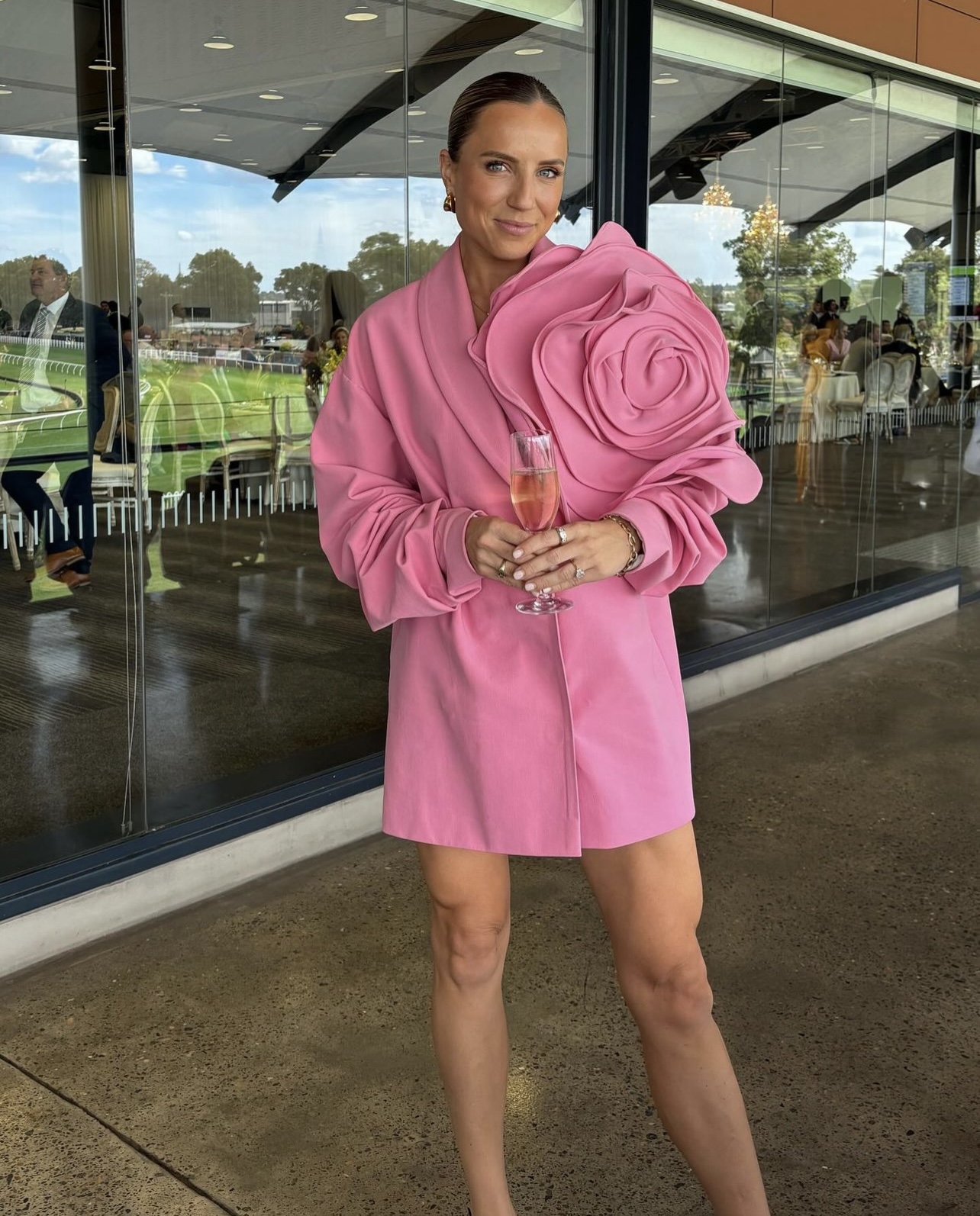 Mihano Momosa Oversized Flower Coat Dress Pink Size 36