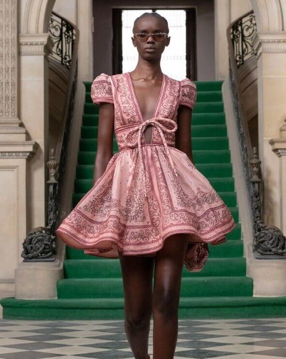 Zimmermann Matchmaker Structured Mini Dress Pink Bandana Size 1