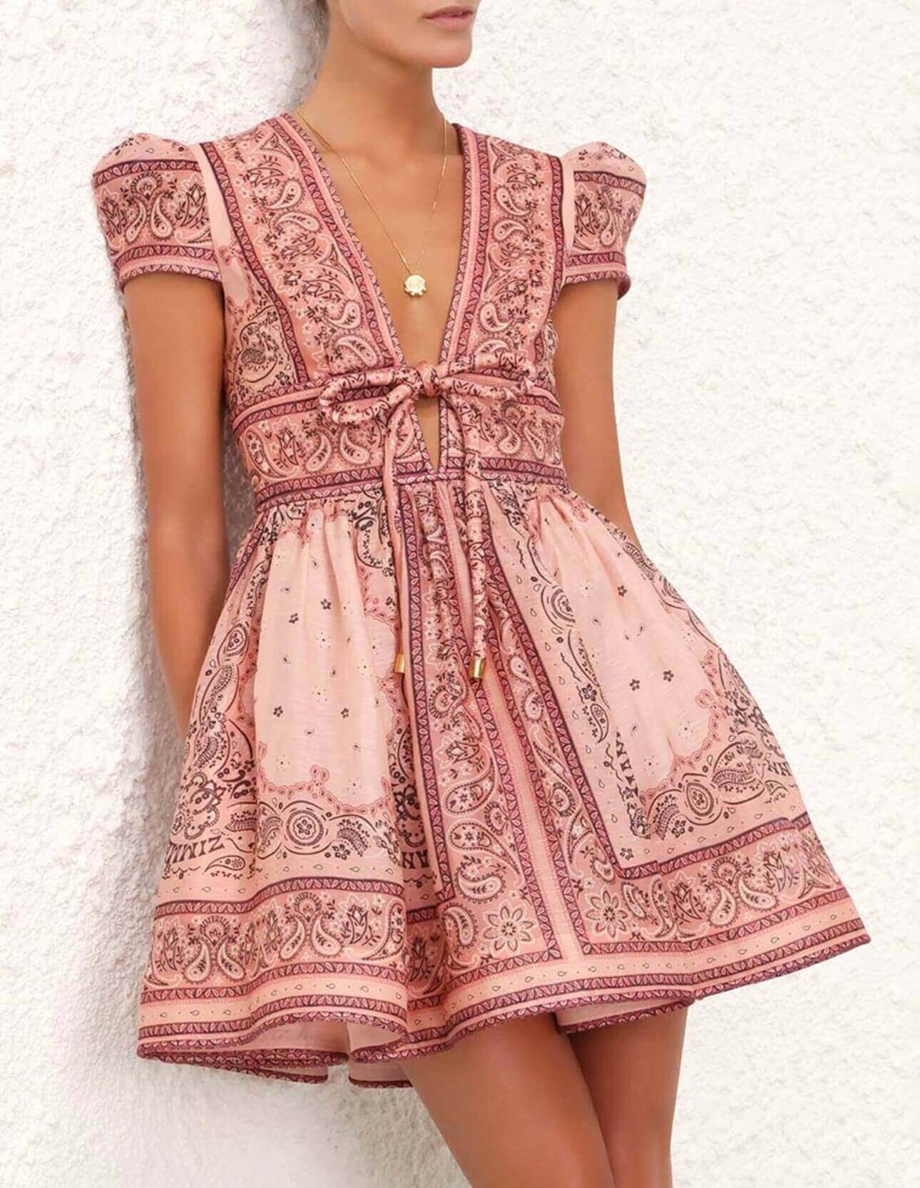 zimmermann pink bandana dress Structured Mini Dress Zimmerman Bandana Dress Zimmermann Matchmaker  Structured Mini Dress In Pink Bandana Size