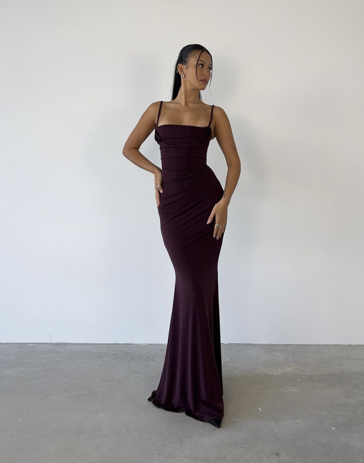 House Of CB Milena Dark Cherry Corset Maxi Dress Size S