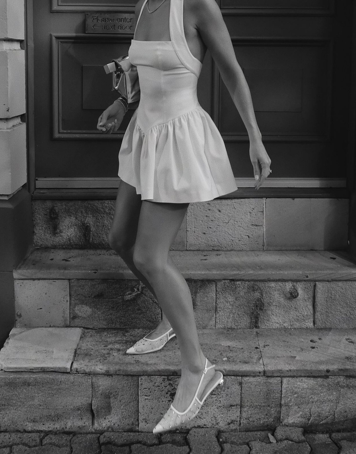 faille halter mini dress in white Faille Halter Mini Dress in White