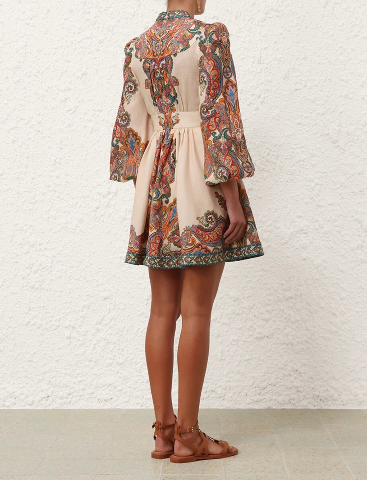 Zimmermann Ottie Plunge Mini Dress Multi Paisley Size 0 & 1