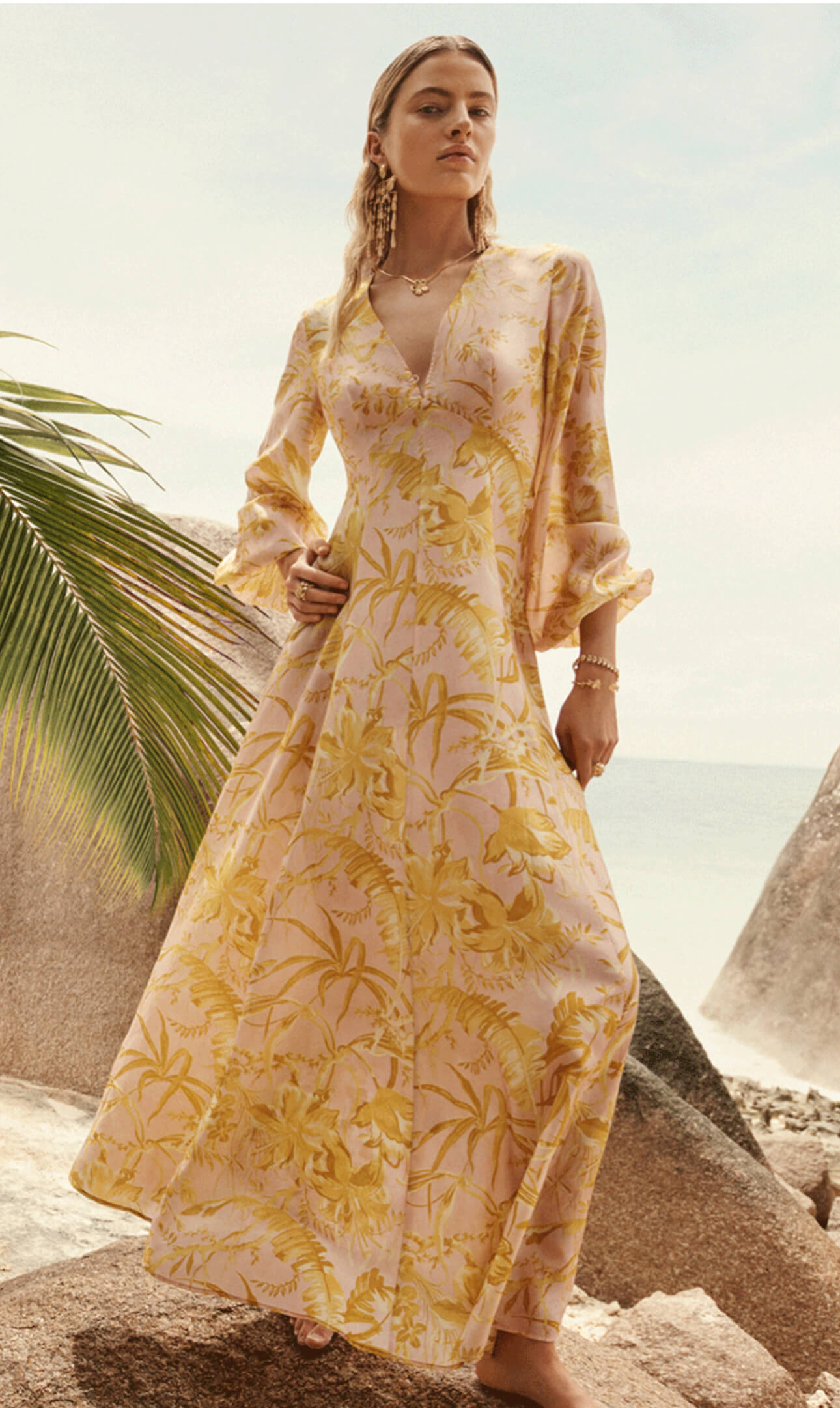 chinese dress ladies Green Paisley Ottie Plunge Midi Dress main image 1