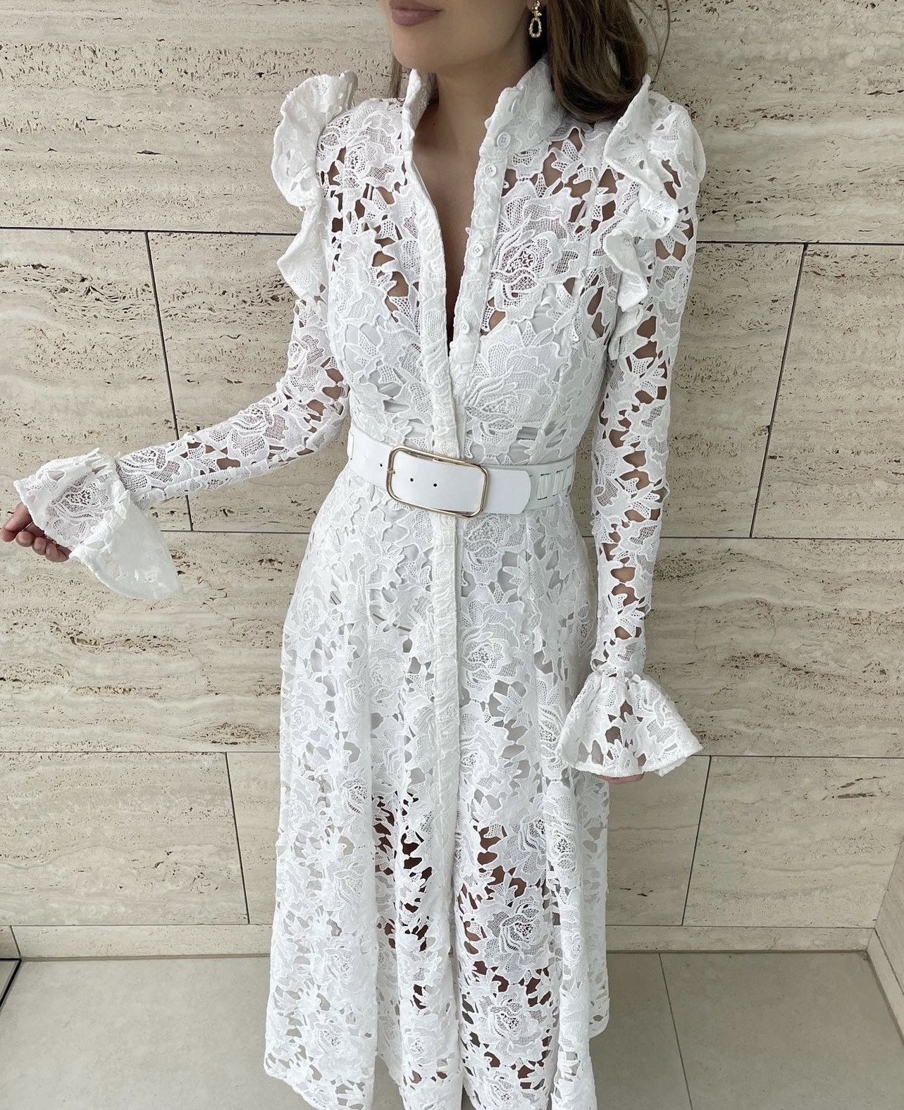 leo and lin white lace dress Sophia Embellished Lace Mini Dress