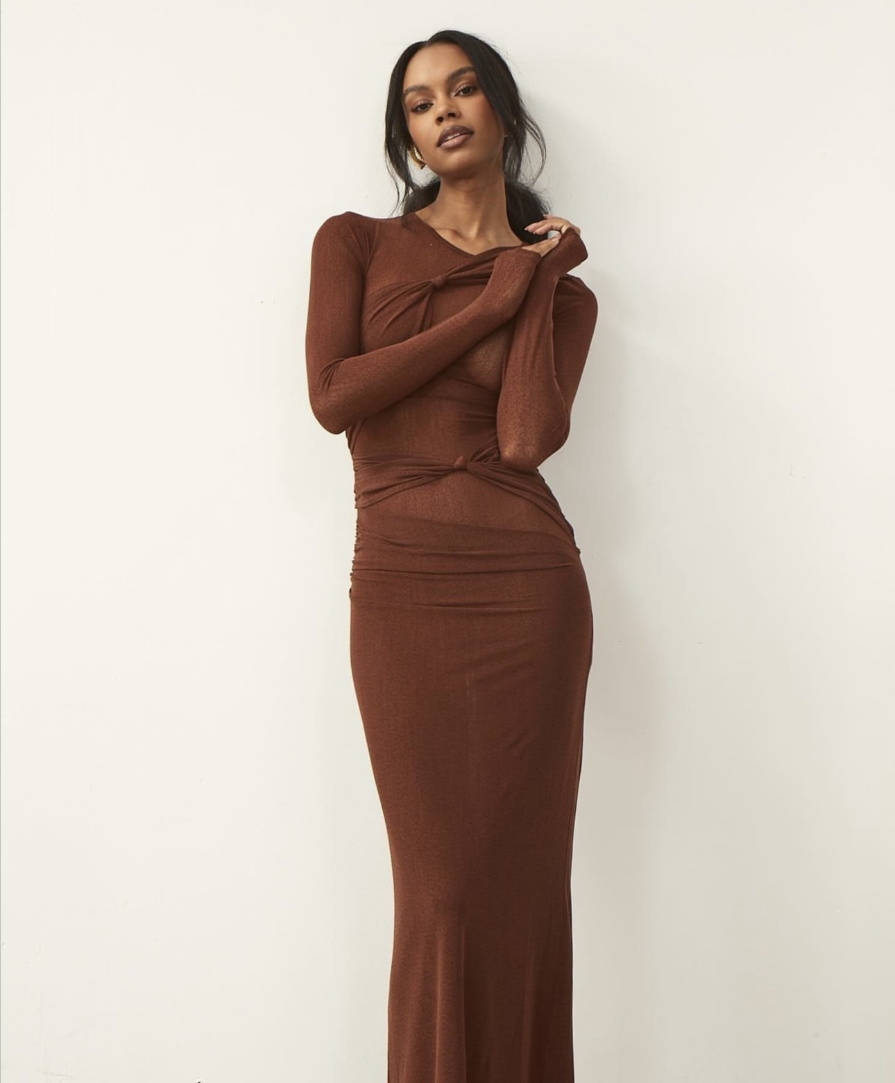 camila coelho brown dress Camila Coelho Brown Off the Shoulder Gown, Small, Polyester, Dry Clean Only