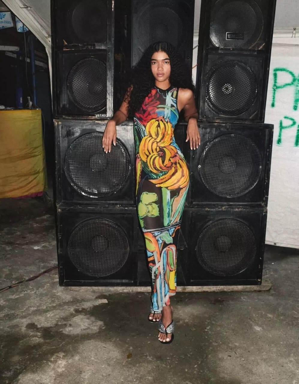 Venroy Mesh Tank Dress Jamaica Scene Size S