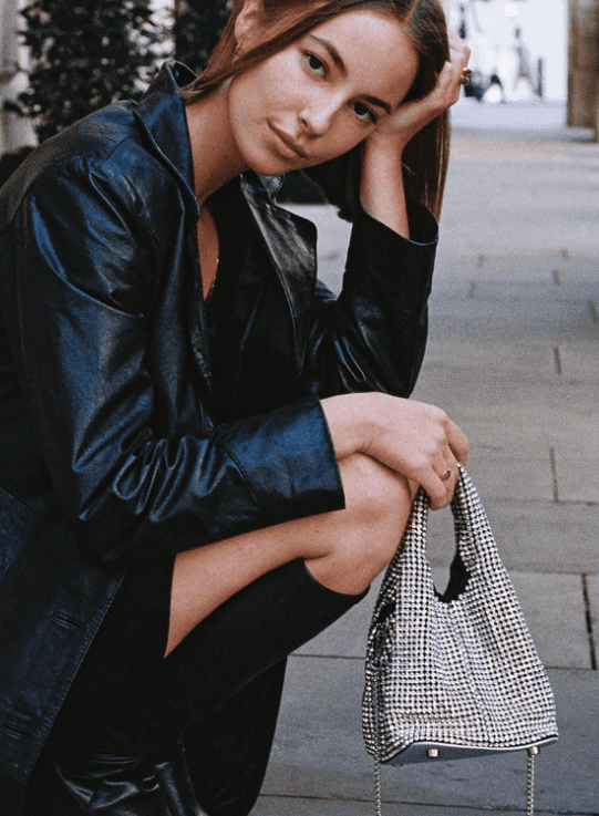 Giarite Brilly Silver Rhinestone Crystal Bag