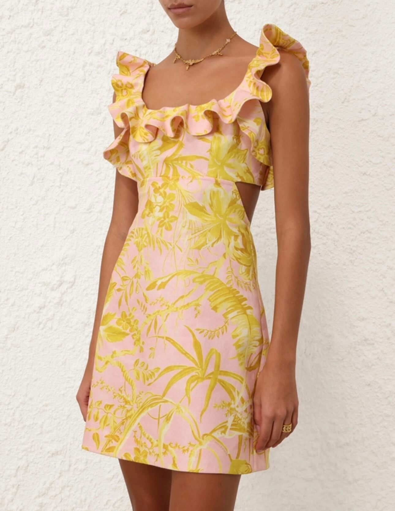 slim fit dress slacks DEBUT PALE GOLD FRILL FRONT SLEEVELESS COCKTAIL/PARTY DRESS SIZE 10 –  Whispers Dress Agency main image 0