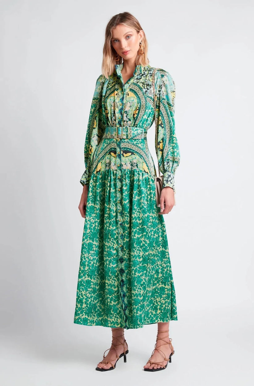 green emerald velvet dress Maya Mini Dress Jade | 3D Floral Applique Dress