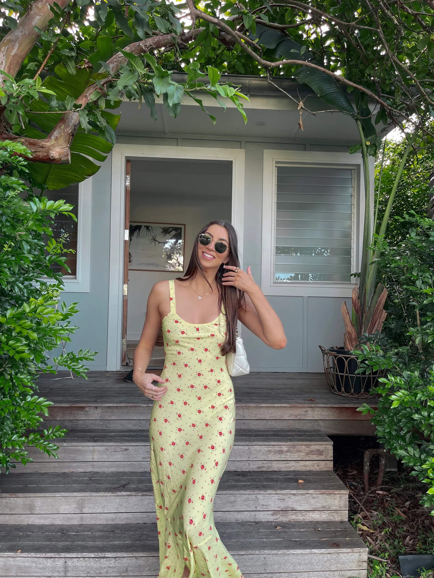Realisation Par Allegra Verona Yellow Floral Slip Dress Size S