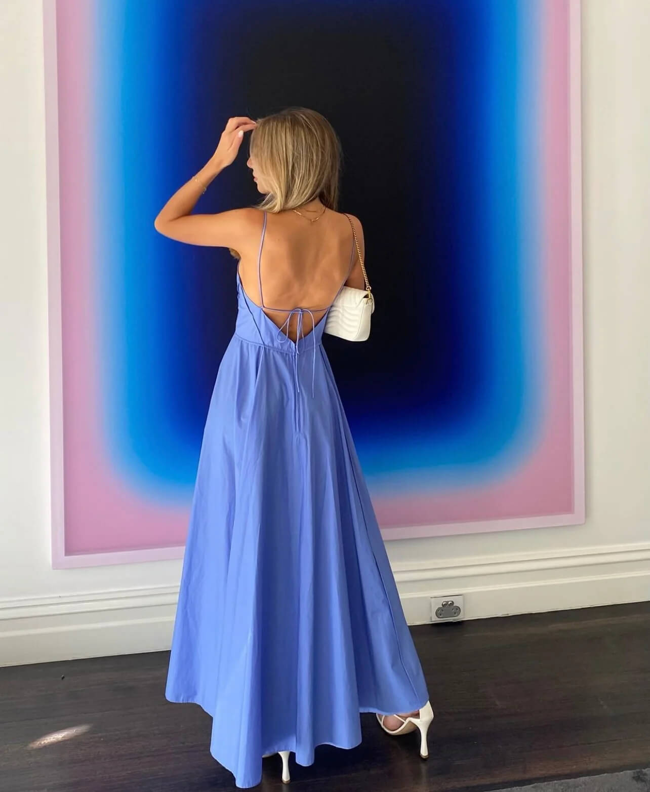 blue scanlan theodore dress Long Sleeve Tiered Maxi Dress  The Dress Outlet