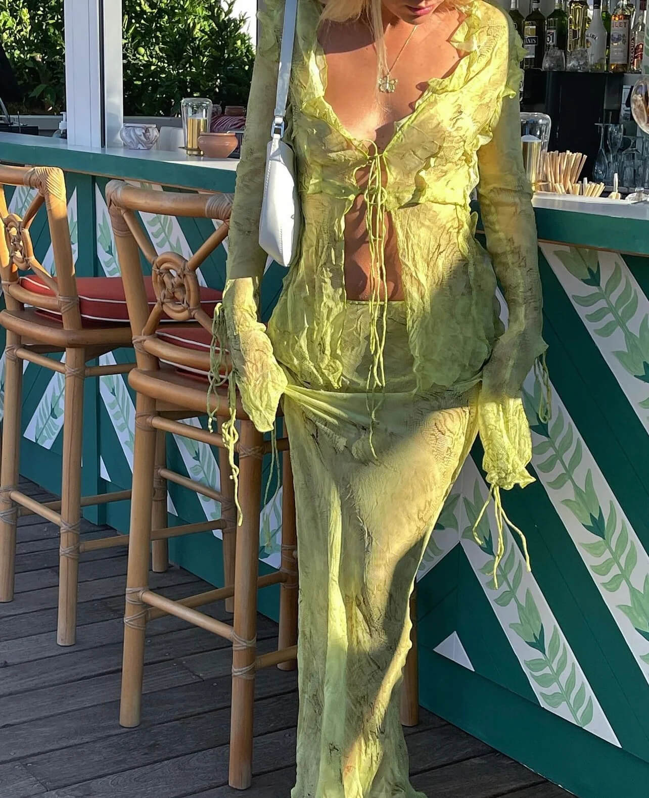 Rat & Boa Cobra Blouse & Skirt Set Lime Green Size S