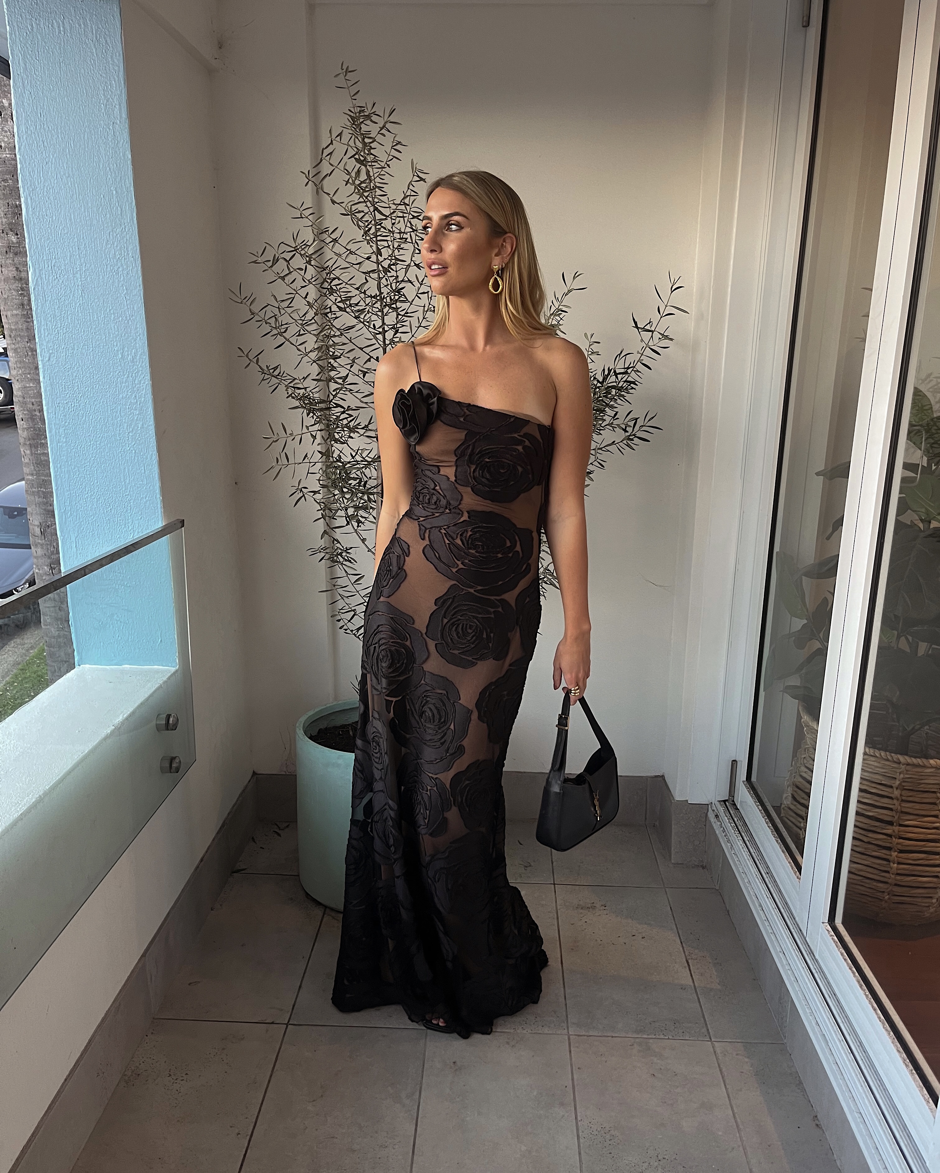 Arcina Ori Marcella Gown Black Floral Size XS, S & M
