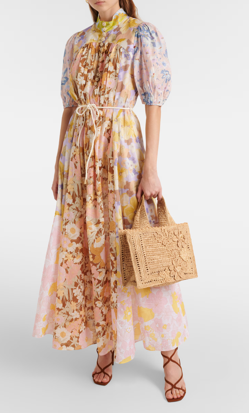 knee length dresses for ladies Pop Ruffle Sleeve Midi Dress Patch Floral  Borrowed Society