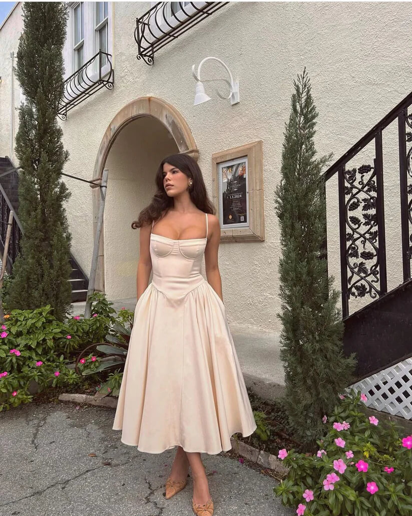 House Of CB Samaria Corset Sundress Cream Size S / AU 8