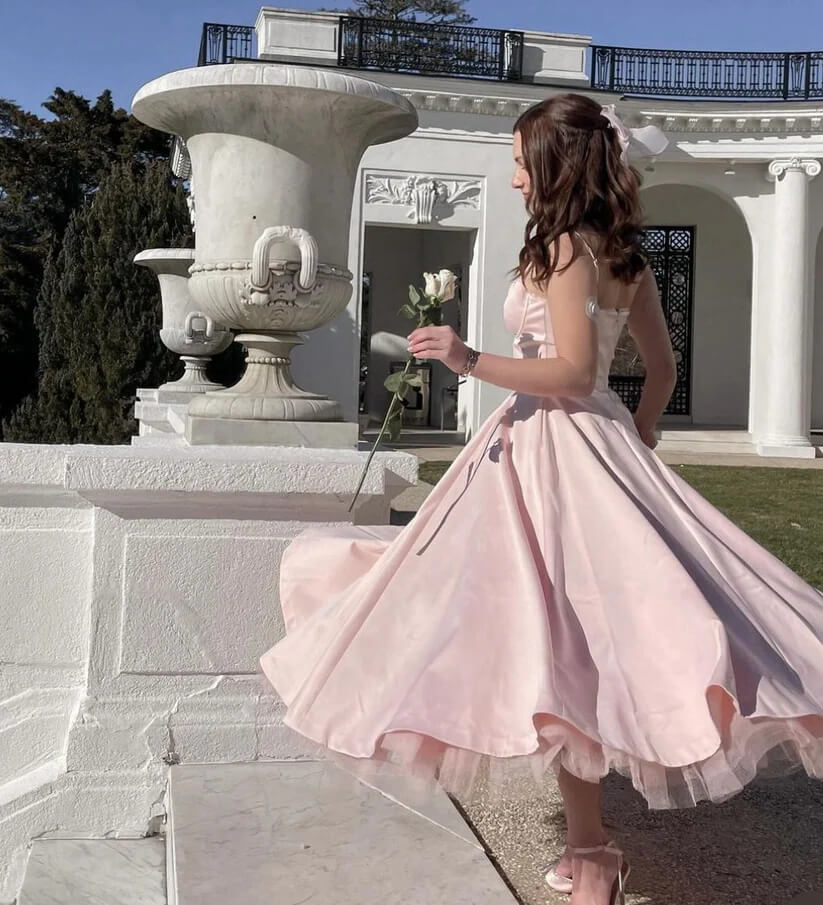 strapless open back dress Zelda Asymmetric Slinky Midi Dress - Ballet Pink main image 1