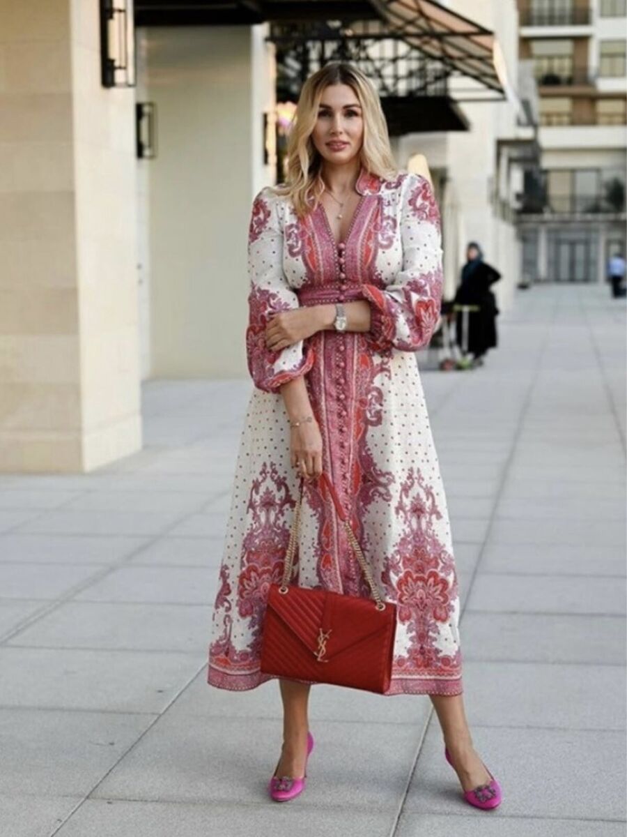 red paisley dress Ivy in this dress is finished with a dreamy ruffle bottom hemline for a romantic Zimmermann Bells Paisley Long Dress