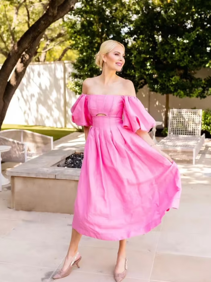 eugenie off shoulder midi dress Aje Eugenie Off Shoulder Midi Dress