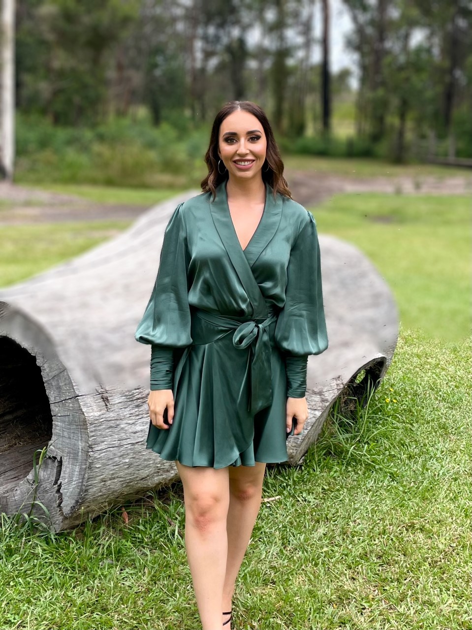 Zimmermann Silk Mini Wrap Dress Clover Green Size 1, 2, 3 & 4