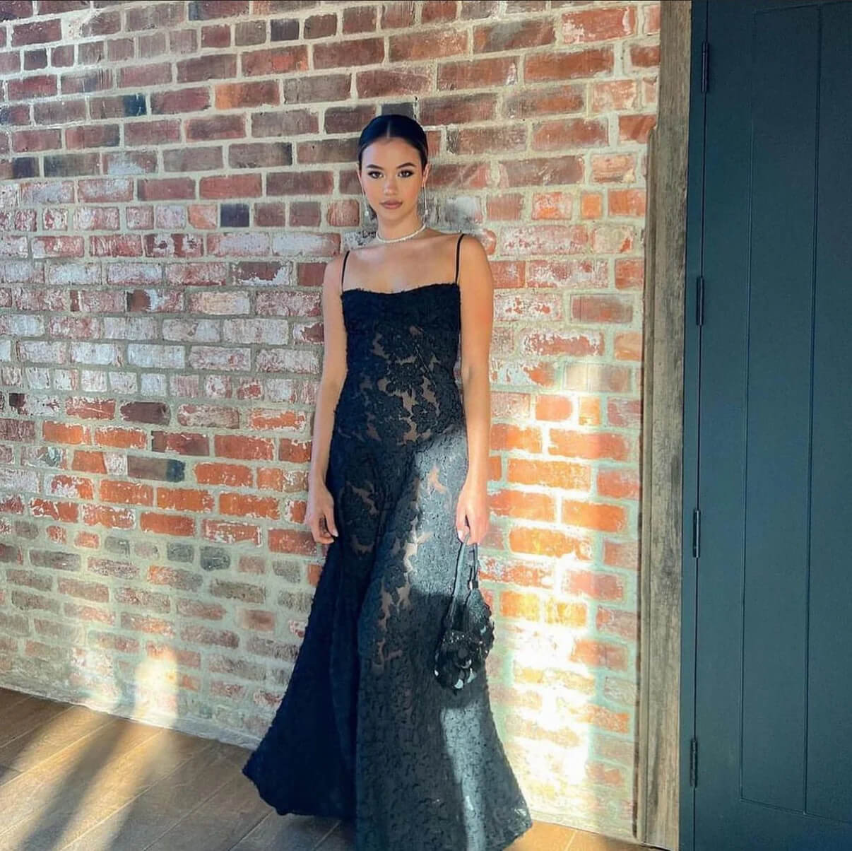 girls black lace dress Girls Black and Gold Lace Formal Dress main image 0