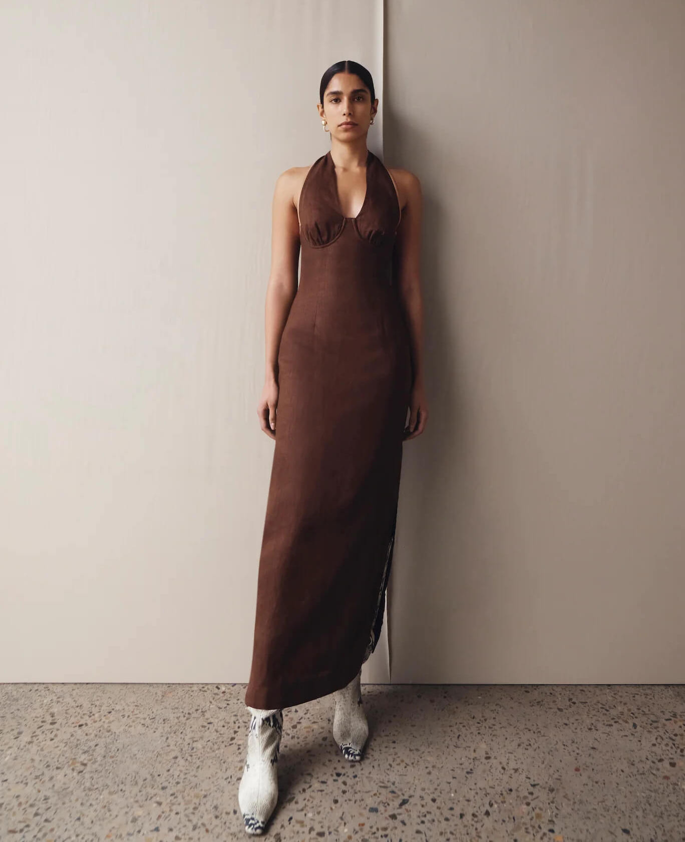 SIR Affogato Halter Dress Chocolate Size 0